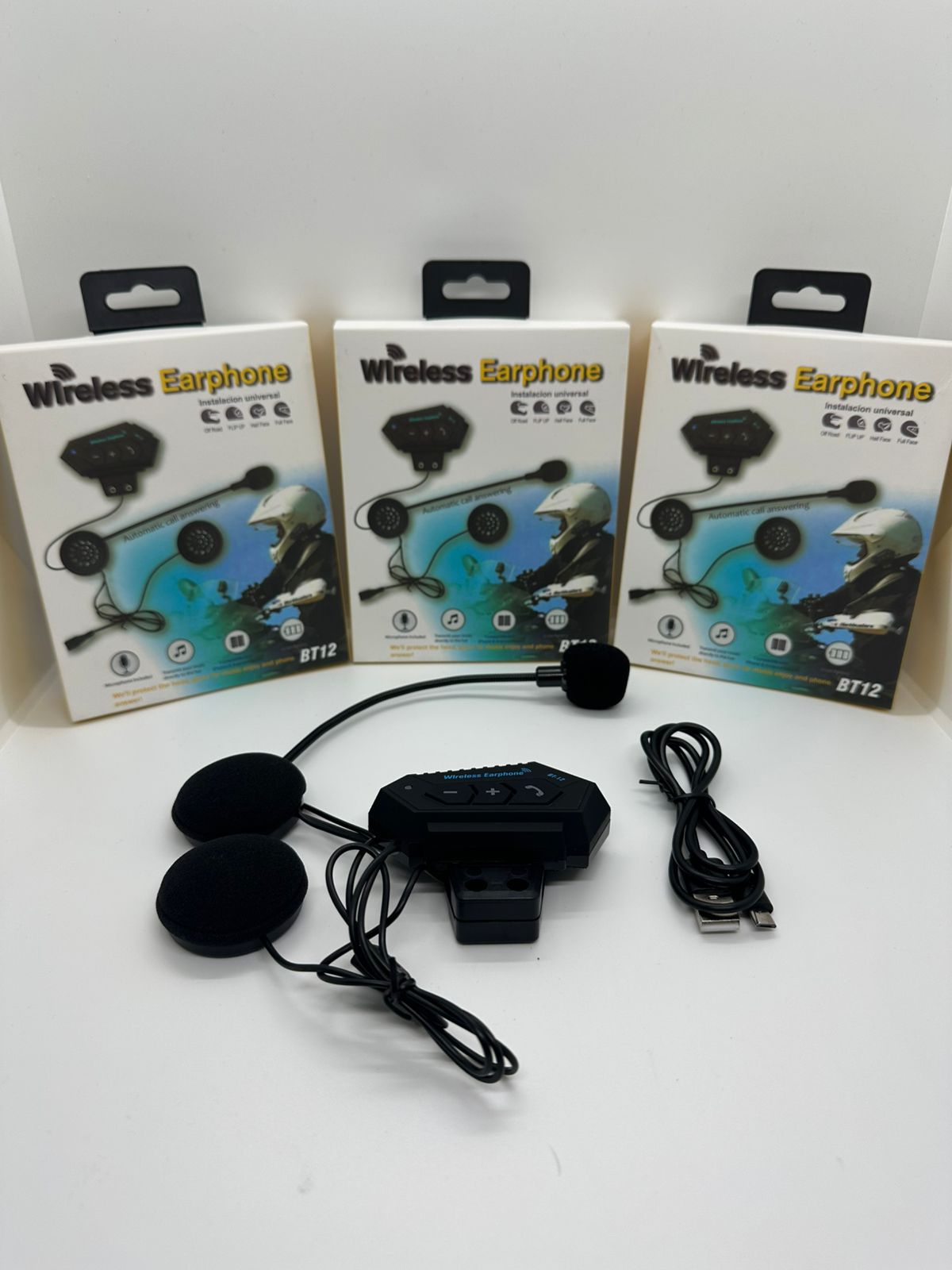 Intercomunicador Auriculares Casco Bluetooh Bt12 Moto Musica Sikeo Color Negro ®