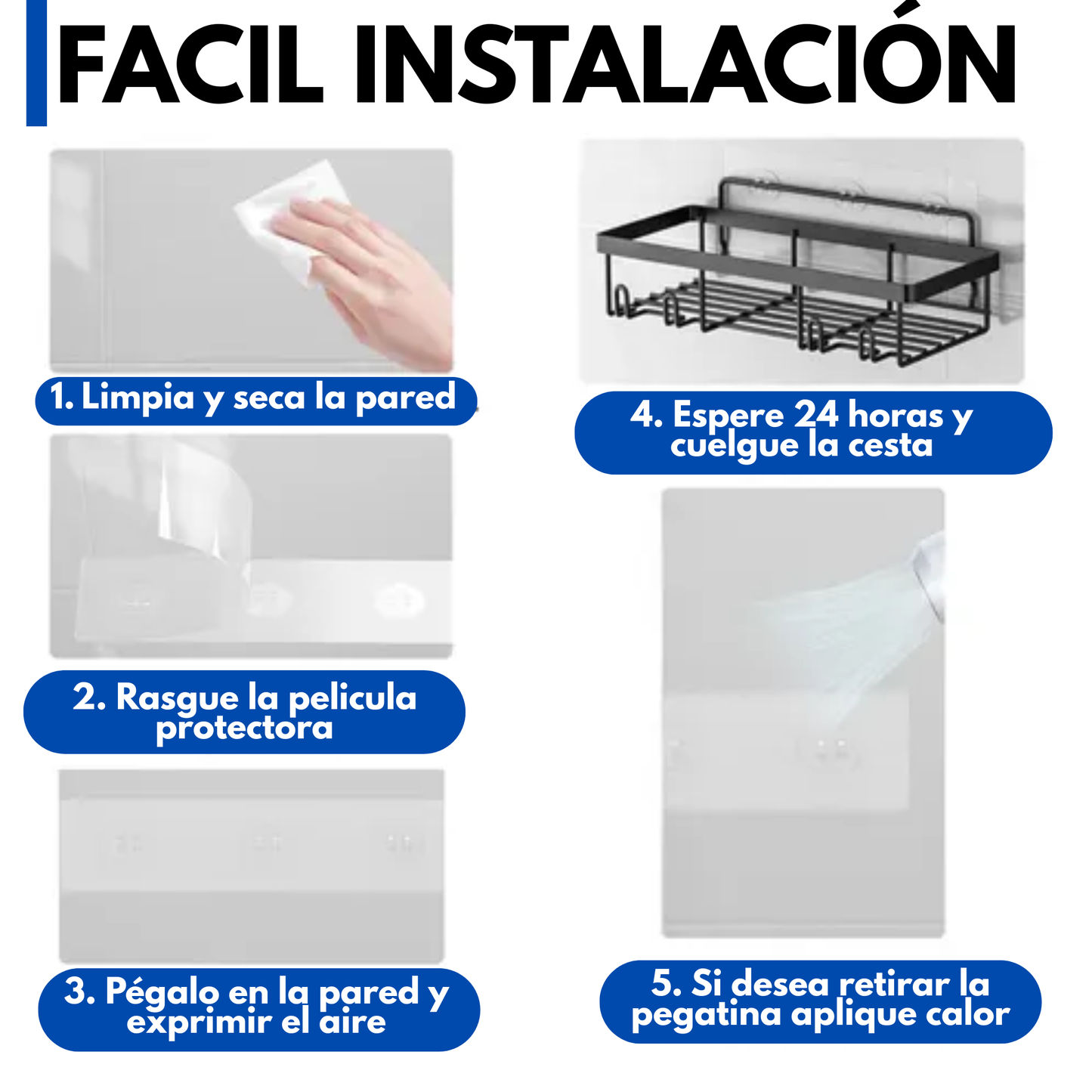 Esquinero de Ducha 5 en 1 MultiSpace – Ordena tu baño sin taladros y con estilo.