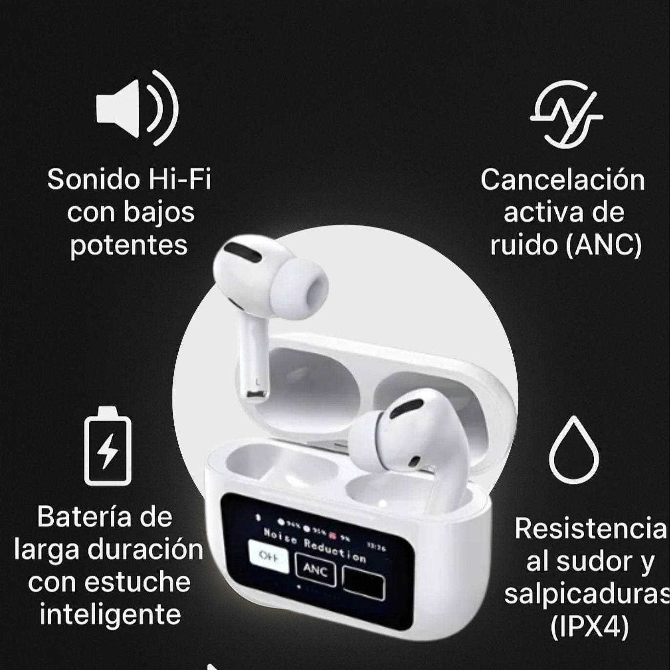 Audifonos PRO con Pantalla y Cancelación de Ruido