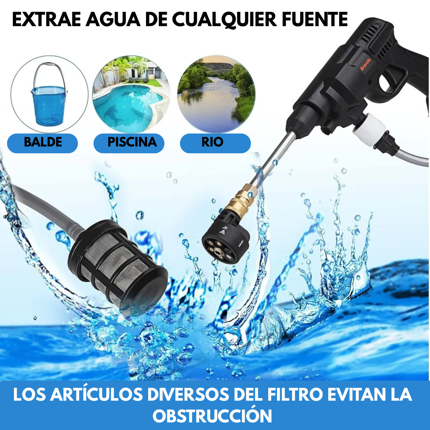 Hidrolavadora Portatil 6 Chorros Más Caja de Herramientas 46 PCS