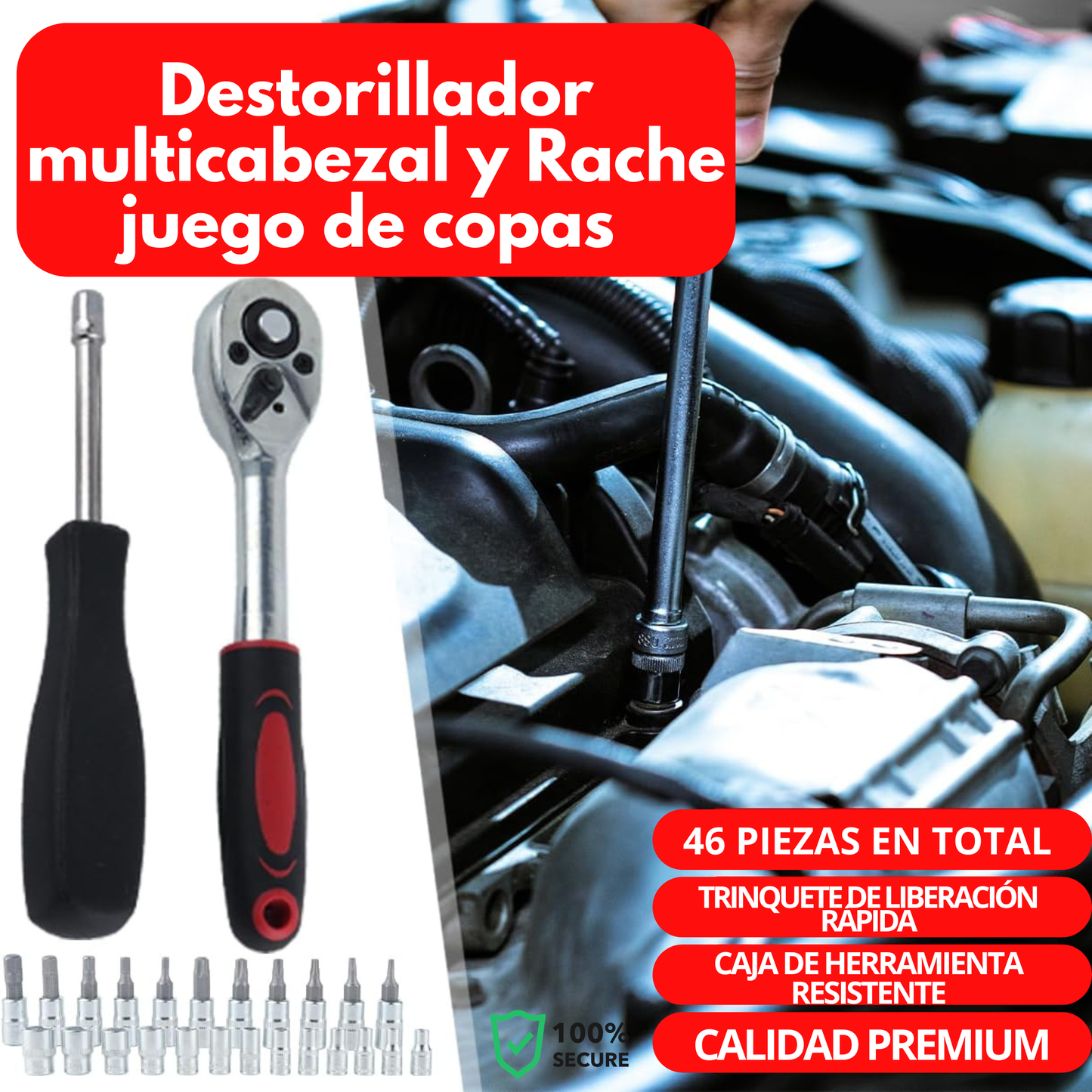 Hidrolavadora Portatil 6 Chorros Más Caja de Herramientas 46 PCS