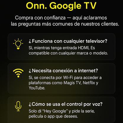 ONN TV 4K- ANDROID TV - con Control Remoto por Voz Asistente de Google
