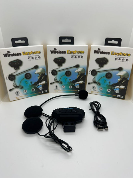 Intercomunicador Auriculares Casco Bluetooh Bt12 Moto Musica Sikeo Color Negro ®